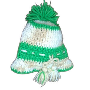 Handmade Women's Cream and Green Hat